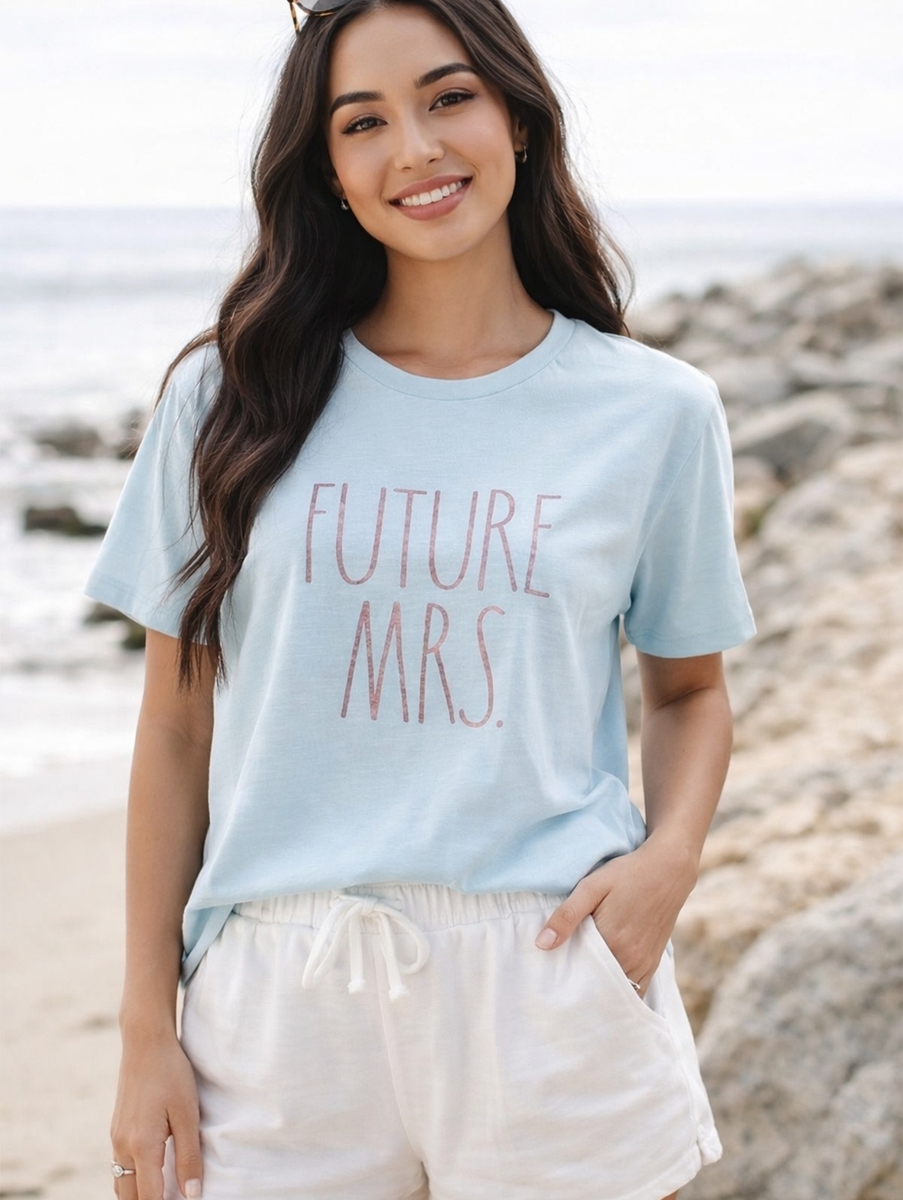 Rae Dunn “Future Mrs.” Graphic Tee Tiffany Blue Bridal Engagement Shirt Size M